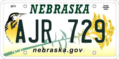 NE license plate AJR729