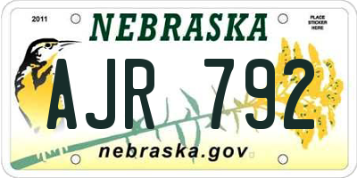NE license plate AJR792