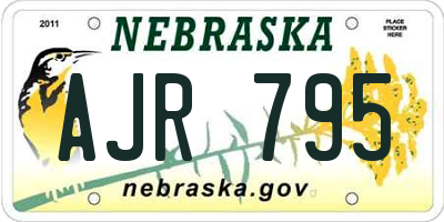 NE license plate AJR795