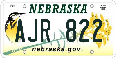 NE license plate AJR822