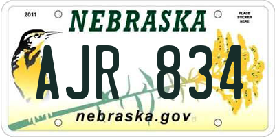 NE license plate AJR834