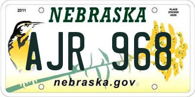 NE license plate AJR968