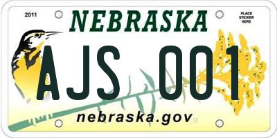 NE license plate AJS001