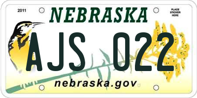 NE license plate AJS022