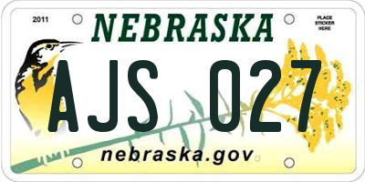 NE license plate AJS027