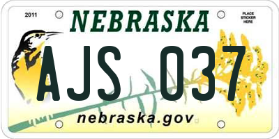 NE license plate AJS037