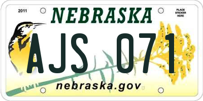 NE license plate AJS071