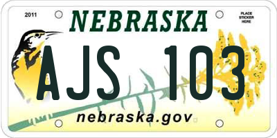 NE license plate AJS103