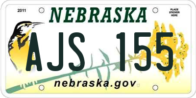 NE license plate AJS155
