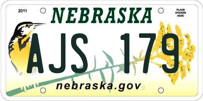 NE license plate AJS179