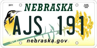 NE license plate AJS191
