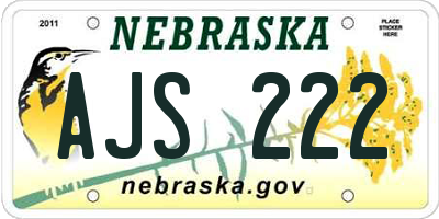 NE license plate AJS222