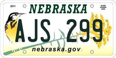 NE license plate AJS299