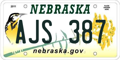 NE license plate AJS387