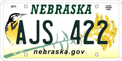 NE license plate AJS422
