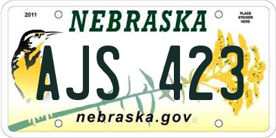 NE license plate AJS423