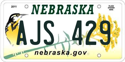 NE license plate AJS429