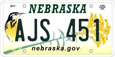 NE license plate AJS451