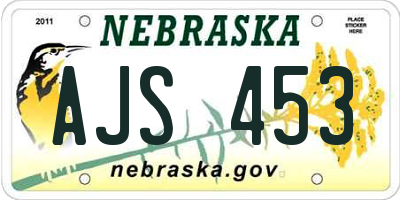 NE license plate AJS453