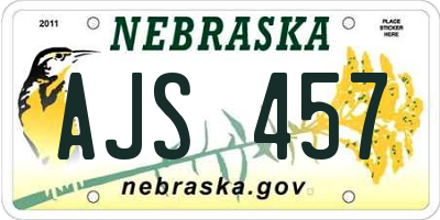 NE license plate AJS457