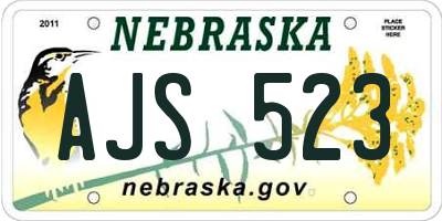NE license plate AJS523