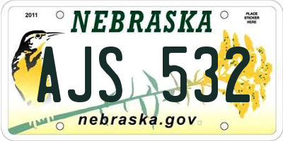 NE license plate AJS532