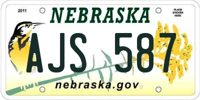 NE license plate AJS587