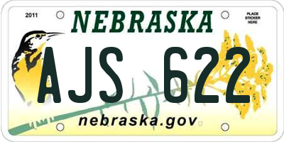 NE license plate AJS622