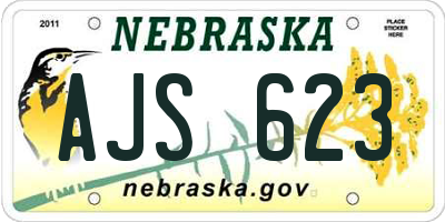 NE license plate AJS623
