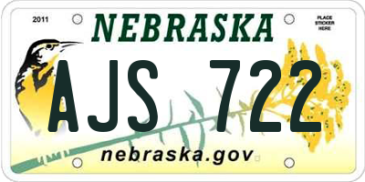 NE license plate AJS722