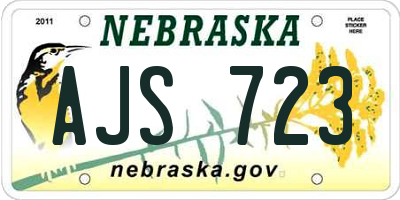 NE license plate AJS723