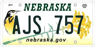 NE license plate AJS757