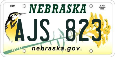 NE license plate AJS823