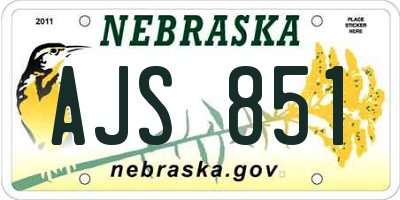 NE license plate AJS851