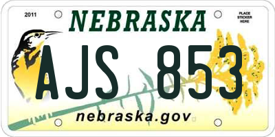 NE license plate AJS853