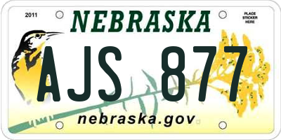 NE license plate AJS877