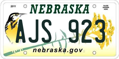 NE license plate AJS923