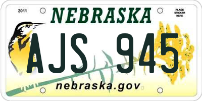 NE license plate AJS945