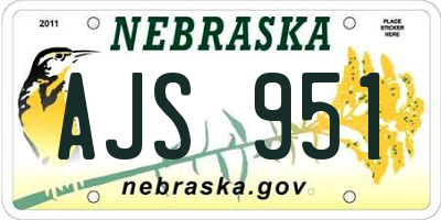 NE license plate AJS951