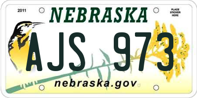 NE license plate AJS973