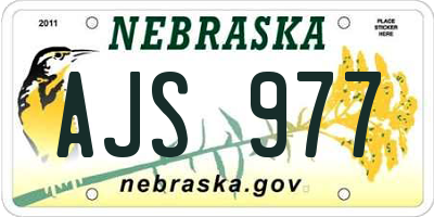 NE license plate AJS977