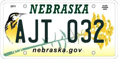 NE license plate AJT032