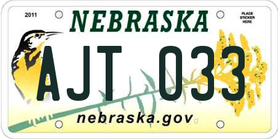 NE license plate AJT033