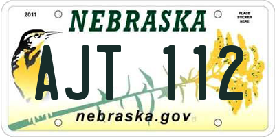 NE license plate AJT112