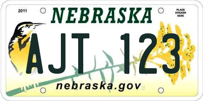 NE license plate AJT123