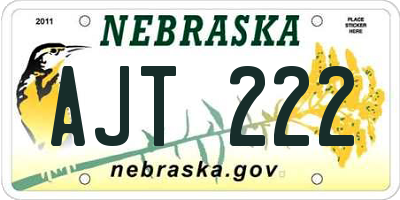 NE license plate AJT222