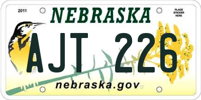 NE license plate AJT226
