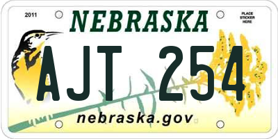 NE license plate AJT254
