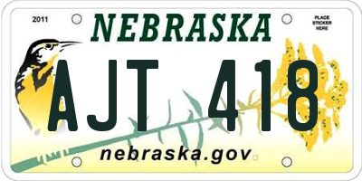 NE license plate AJT418