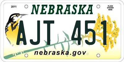 NE license plate AJT451